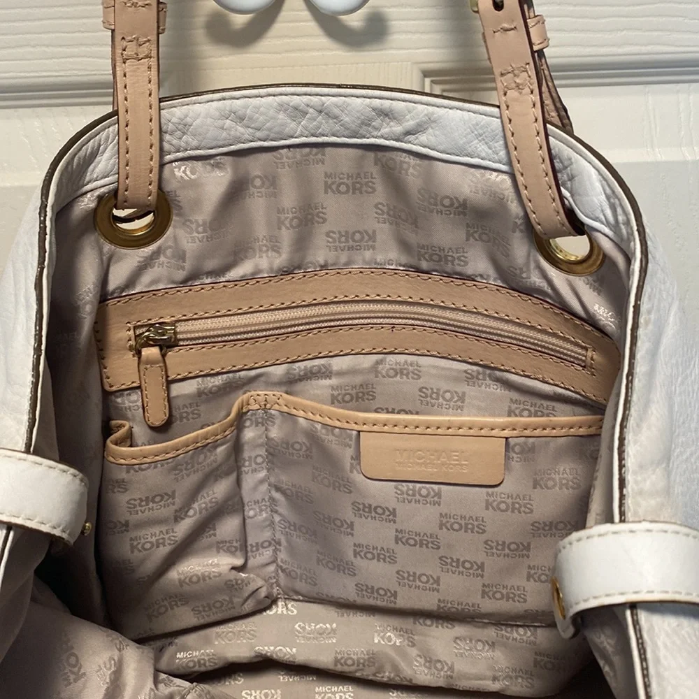Michael Kors Off White Pebble Leather Tote Bag